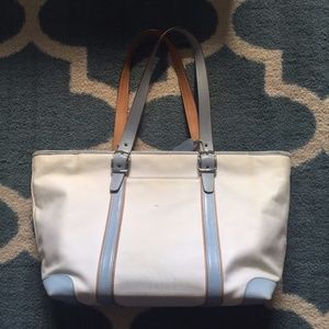 AUTH Vintage Coach Hampton Canvas & Leather Tote